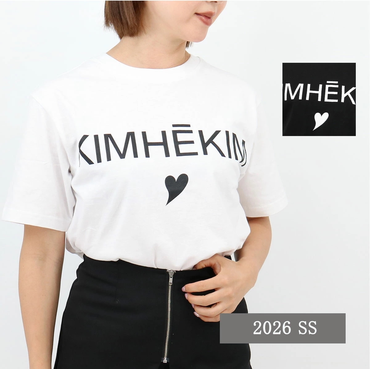 Tシャツ KHK-JS021 KHK-JS022 半袖 コットン SS TEE クルーネック KIMHEKIM HEART T-SHIRT ハートロゴ レディース ブラ