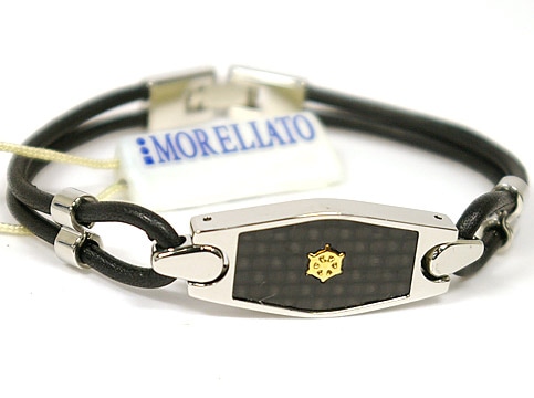 5411BRACCIALE １POINT GOLD CARBON LEATHER BRACELET