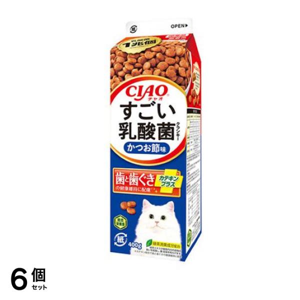 いなば CIAO(チャオ) すごい乳酸菌 クランキー牛乳パック かつお節味 400g 6個セット