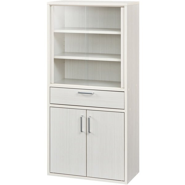 白井産業 FUL-1255DGHWH WH色 シンプル食器棚 (幅56.6cm高さ119cm引出付) メーカー直送 11,156円