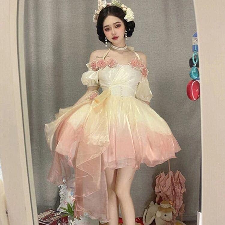 ロリータドレス甘い少女の立体花ロリータワンピースワンピースロリータワンピース