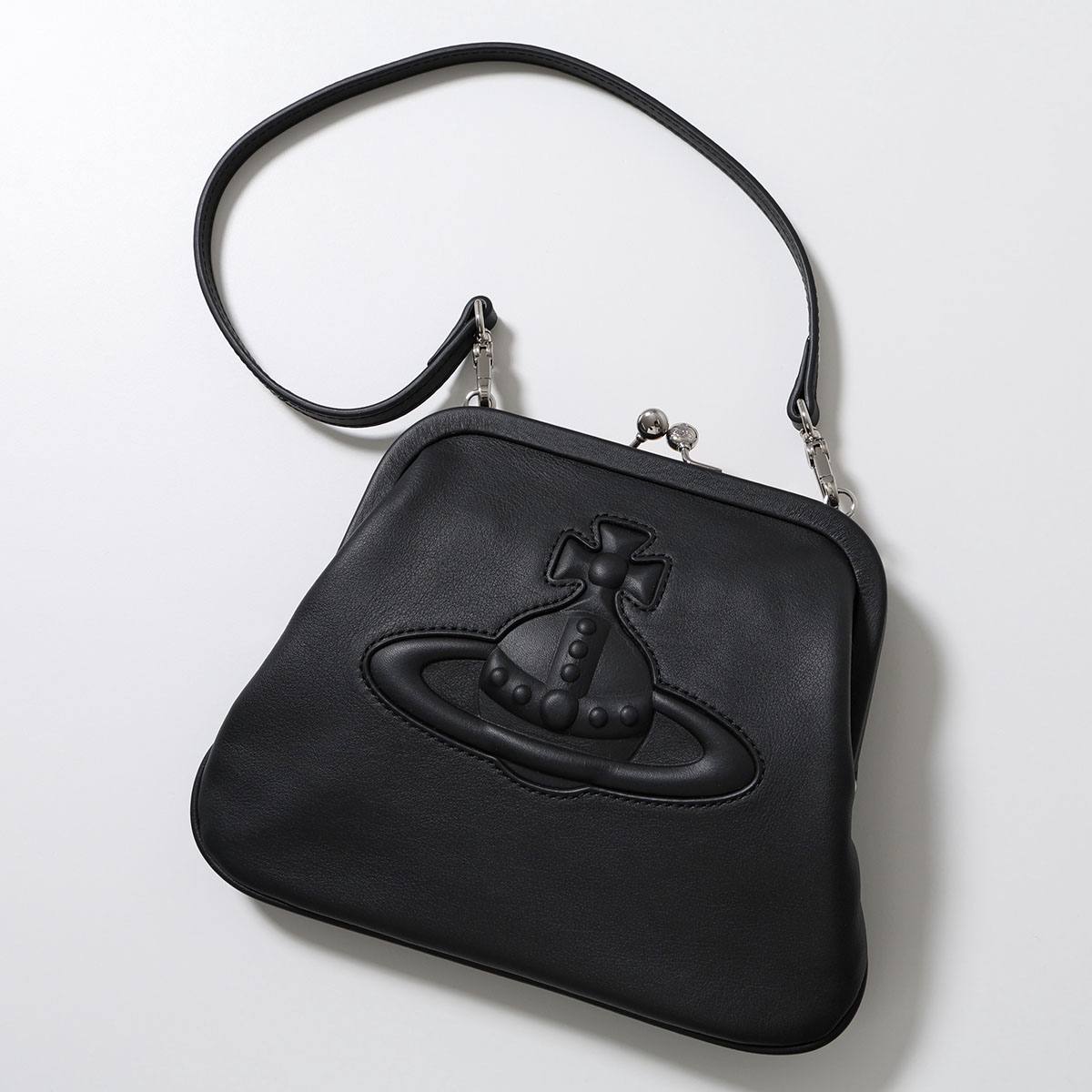 Vivienne Westwood ヴィヴィアンウエストウッド ハンドバッグ CLUTCH クラッチ 4B010009W L001S レディース レザー オーブ がま口 鞄 N401/BLACK