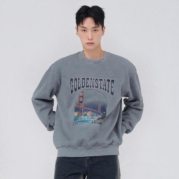 チェイスカルト(南昌院店) DP02 起毛ピグメントグラフィックTシャツ メンズ起毛ピグメントグラフィックマンツーマンTシャツ EFRK5141D0H