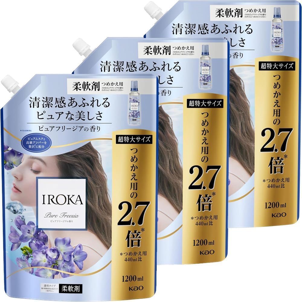 【まとめ買い】 IROKA フレアフレグランス ピュアフリージア 詰め替え 1200ml ×3個セット