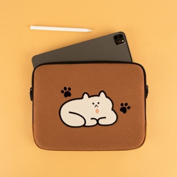 刺繍 ノートパソコンポーチ_猫 理解する(ipad/13/115インチ