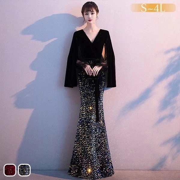 ドレス 大人 ピアノ 発表会 ロングドレス 演奏会 演奏会用ドレス ピアノ発表会 黒 結婚式 高校生 パーティードレス 演奏会ドレス 大きいサイズ 母親 コンクール イブニングドレス ロング 大きいサ 5,565円