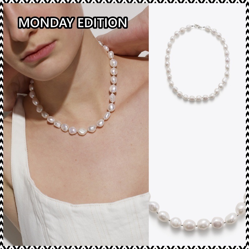 MONDAY EDITION THE BAROQUE PEARL SILVER BALL NECKLACE