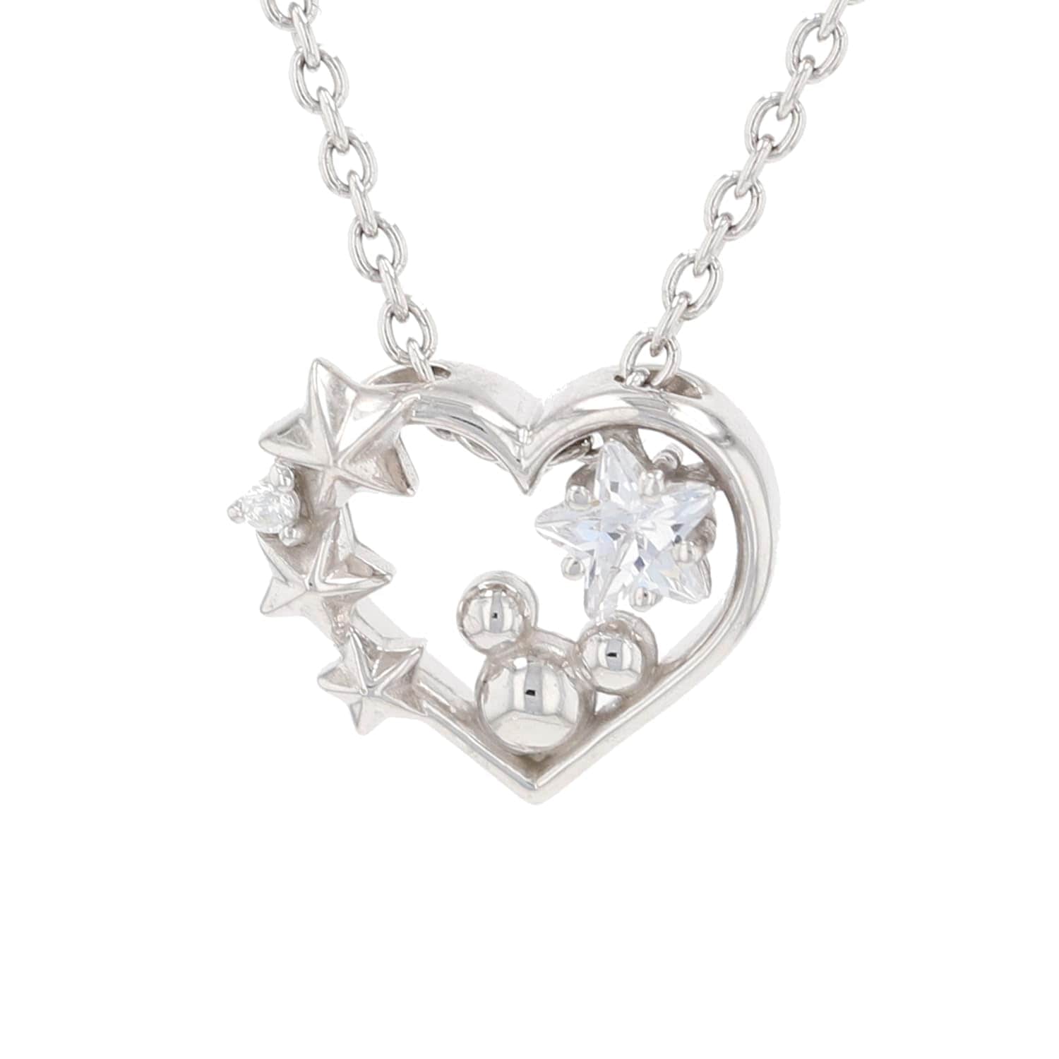 [ディズニー]Disney ミッキー シルバー ペンダント ネックレス ロジウムメッキ キュービックジルコニア(VPCDS20140)