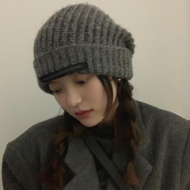 ニット帽 レディース 大人 韓国 秋冬 ウール混 リブ つばなし 深め 小顔効果 暖かい 防寒 ショッピング お出かけ カジュアル シンプル グレー アイボリー 黒 フリーサイズ プレゼント