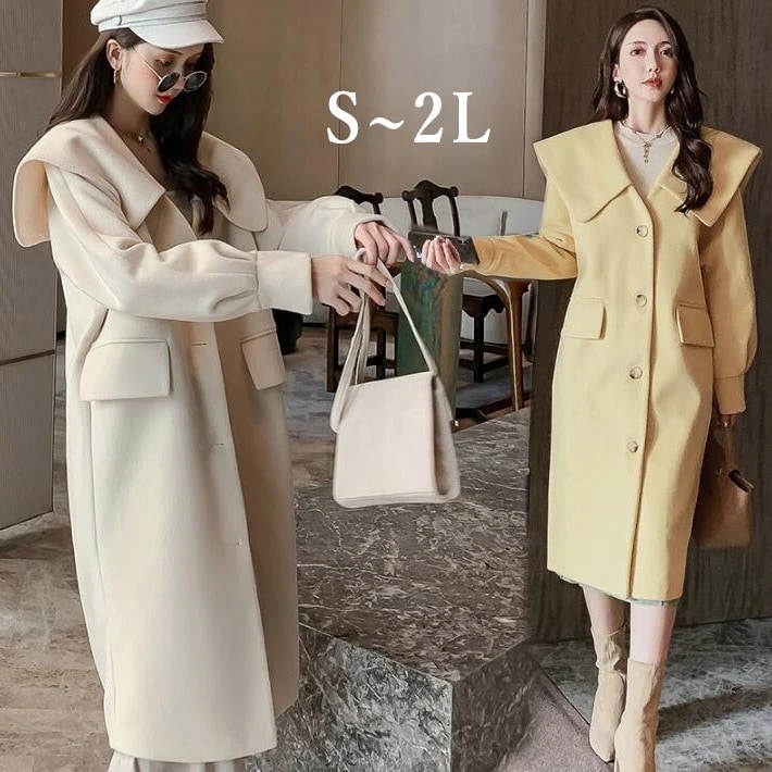 チェスターコート　レディース ロング チェスター　コート レディース 　アウター コート ロング丈 チェスター　ロングコート 上着　シンプル　ゆったり　大きめ 　あったか オーバーサイズ　秋冬 S今日