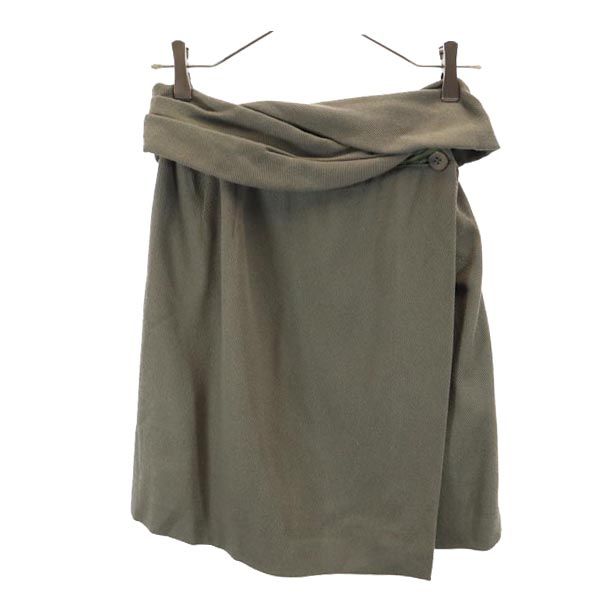 日本製 ミニ丈 ラップスカート 40 カーキ系 レディース