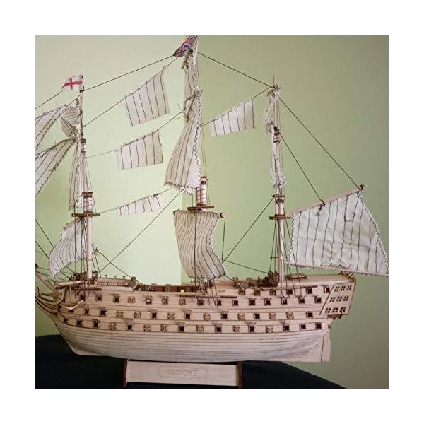 【まとめ買い】 SIourso Wooden Model Ship Kit Ship Assembly Model Diy Wood Assembled Victory Royal Navy Ship Sailboa その他