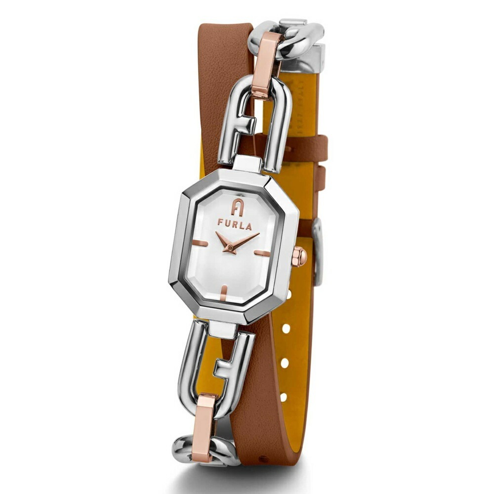 フルラ 腕時計 レディース ブランド シルバー ゴールド ステンレス ブラウン レザー オクタゴナル シルバー文字盤 時計シンプル かわいい おしゃれ 大人 女性 女友達 母 妻 彼女 お祝い 記念日