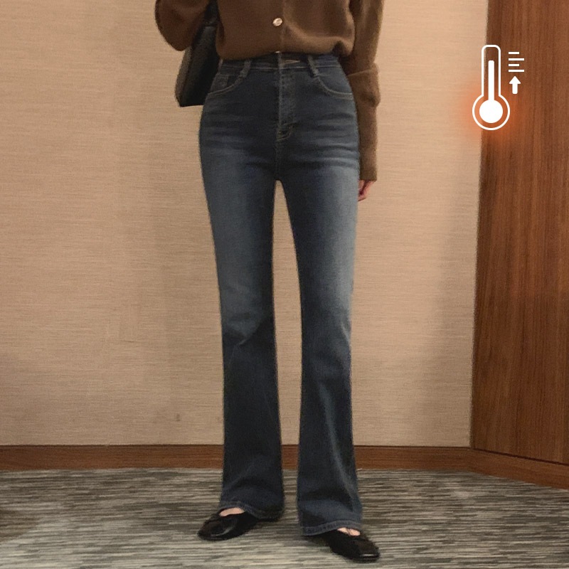 [tje0480] 韓国ファッション起毛ブーツカットデニムパンツ 5,880円