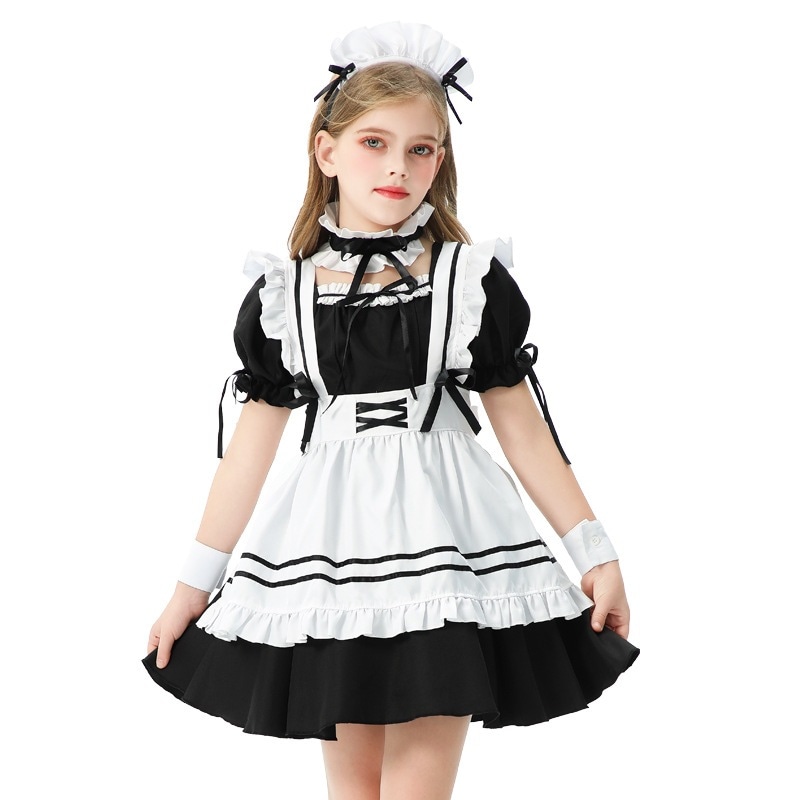 2025 国境を越えた子供服メイド服田園風農家の女の子のパーティードレスロリータドレス子供用ロリータ