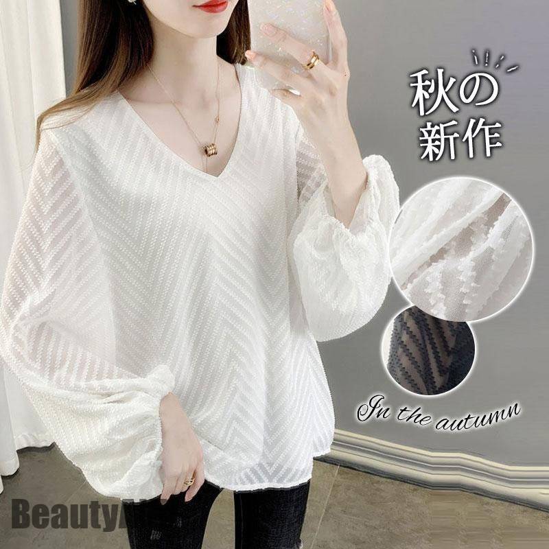 新生活 ブラウス 長袖 レディース シャツ トップス シフォン ボリューム袖 春秋 カットソー 入学式 オフィス 通勤 スーツ 事務服 インナー ビジネス プレゼント ギフト