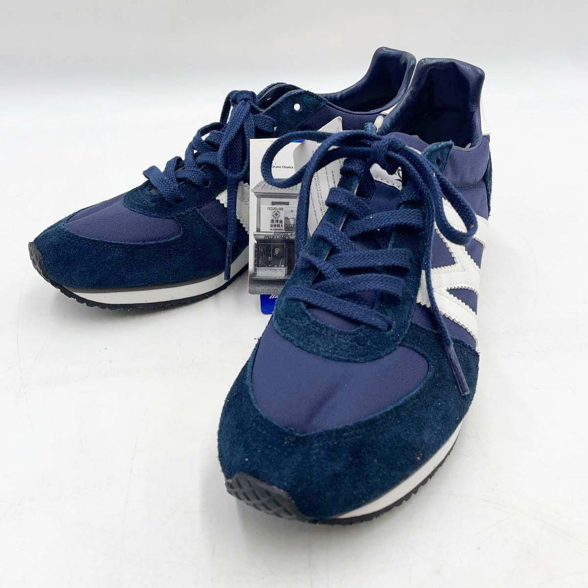 【中古・未使用品】ミズノ MR1 スニーカー 23.5cm ネイビー×ホワイト D1GF212106 レディース MIZUNO