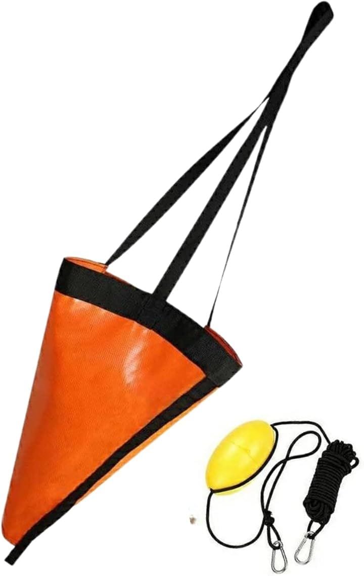 パラシュートアンカー シーアンカー セット 海釣り カヤック フィッシング SUP サップ 手漕ぎボート(オレンジ, XL)