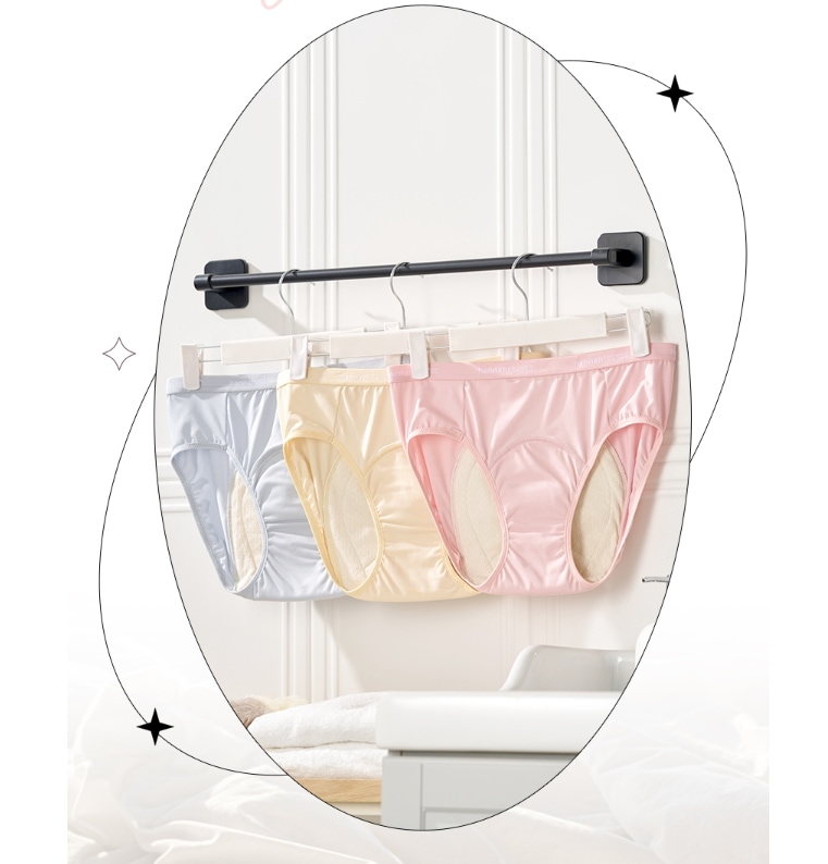 パステル吸水ショーツ3枚セット,生理用＆軽い尿漏れ対応にもOK,選べる2タイプ,デイリータイプ,ナイトタイプ