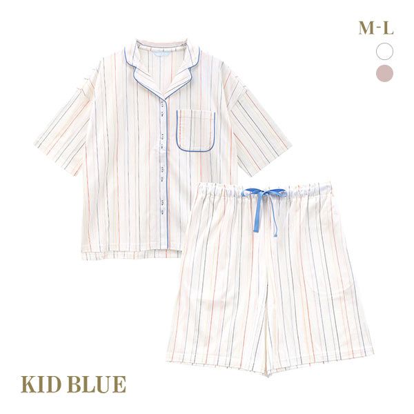 キッドブルー KID BLUE マルチラインストライプN 半袖 5分袖 ショート丈 上下セット パジ
