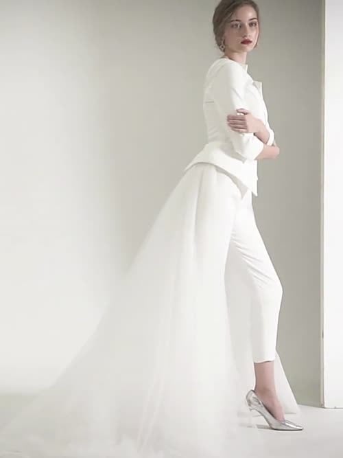 パンツドレスウェディングパーティープレゼンテーションフロントファインビューオールインワンパンツドレス