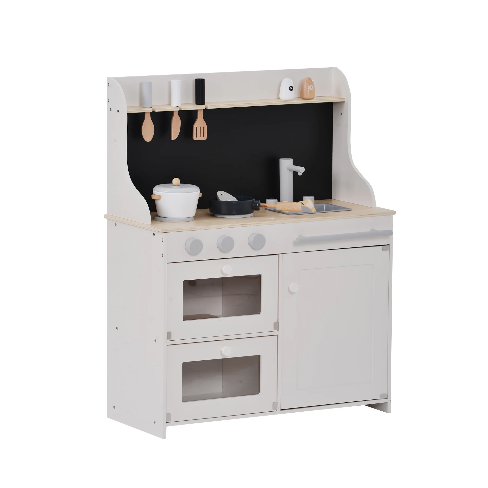 1538おままごと キッチン 木製 黒板付き 調理器具付き ままごとセット 誕生日 台所 知育玩具 子供用 子供 収納 まねっこ コンロミニキッチン おもちゃキッチン キッズ ベビー プレゼント ホワ