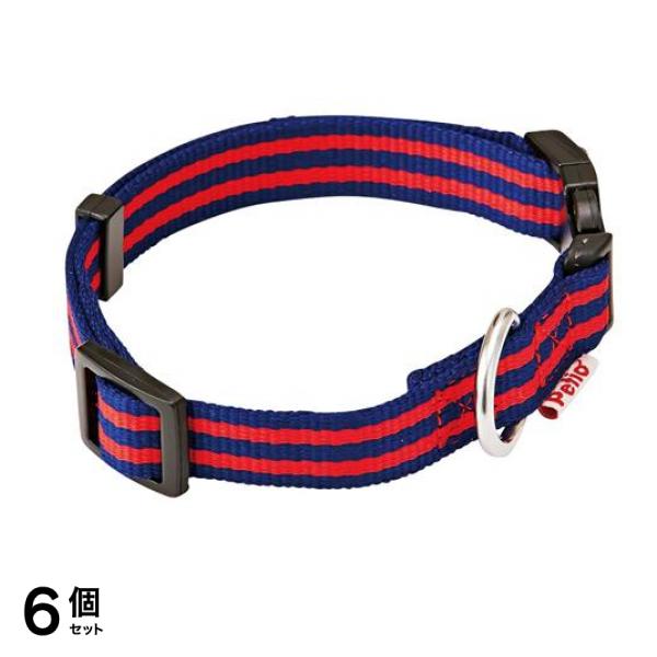 ペティオ メリカジ ストライプカラー M 中型犬用首輪 ネイビー 1本入 (W55440) 6個セット