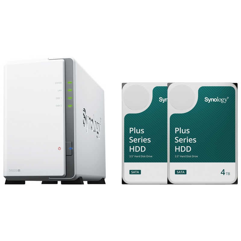 SYNOLOGY　DiskStation DS223j 初心者ガイド付＋HAT3300-4TB 2個 ［8TB /3.5インチ］　DS223j+HAT3300-4TB2