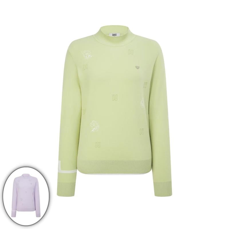 AK盆唐店 ゴルフ 女性 SMALL モチーフ モックネック プルオーバー ニット DNSW6A212