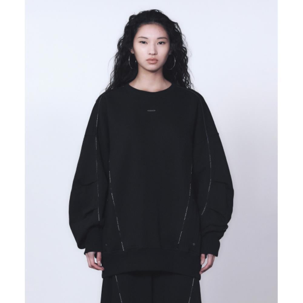 TREEMINGBIRD TMB Logo Piping Sweat Shirt Black TM2513M