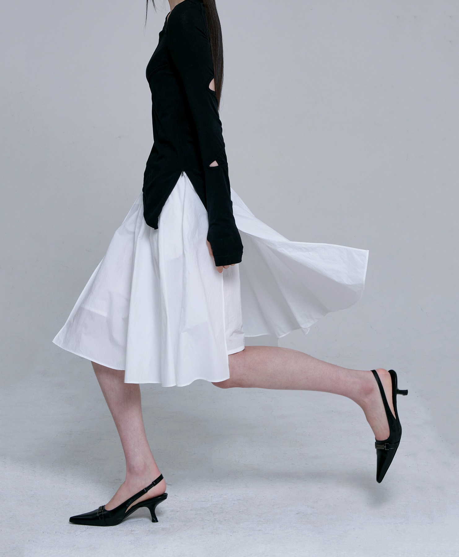 SLIT MIDI SKIRT [WHITE]