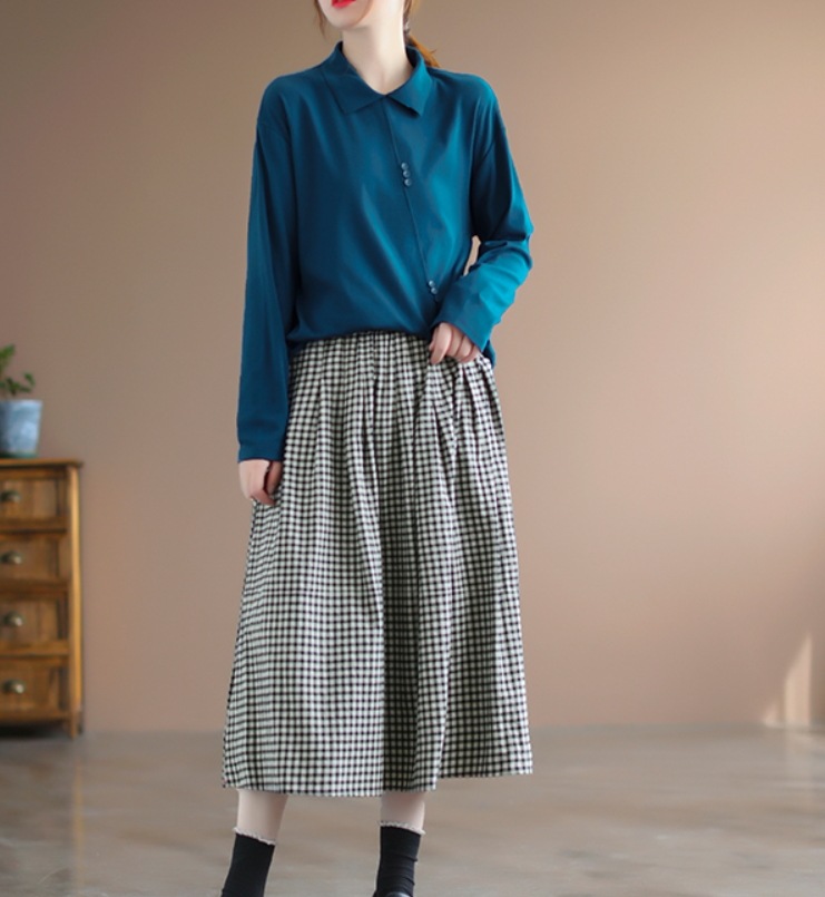 ボトムス デート モテアイテム スカート ロング丈 レトロ チェック柄 コットン 大人可愛い きれいめ 上品 おしゃれ かっこいい 大人可愛い ラブリー キュート ガーリー クール モード系 セクシー