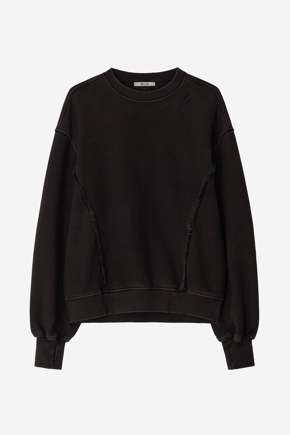【BLR】 OVER FIT RAW CUT LINE SWEATSHIRTS : BROWN