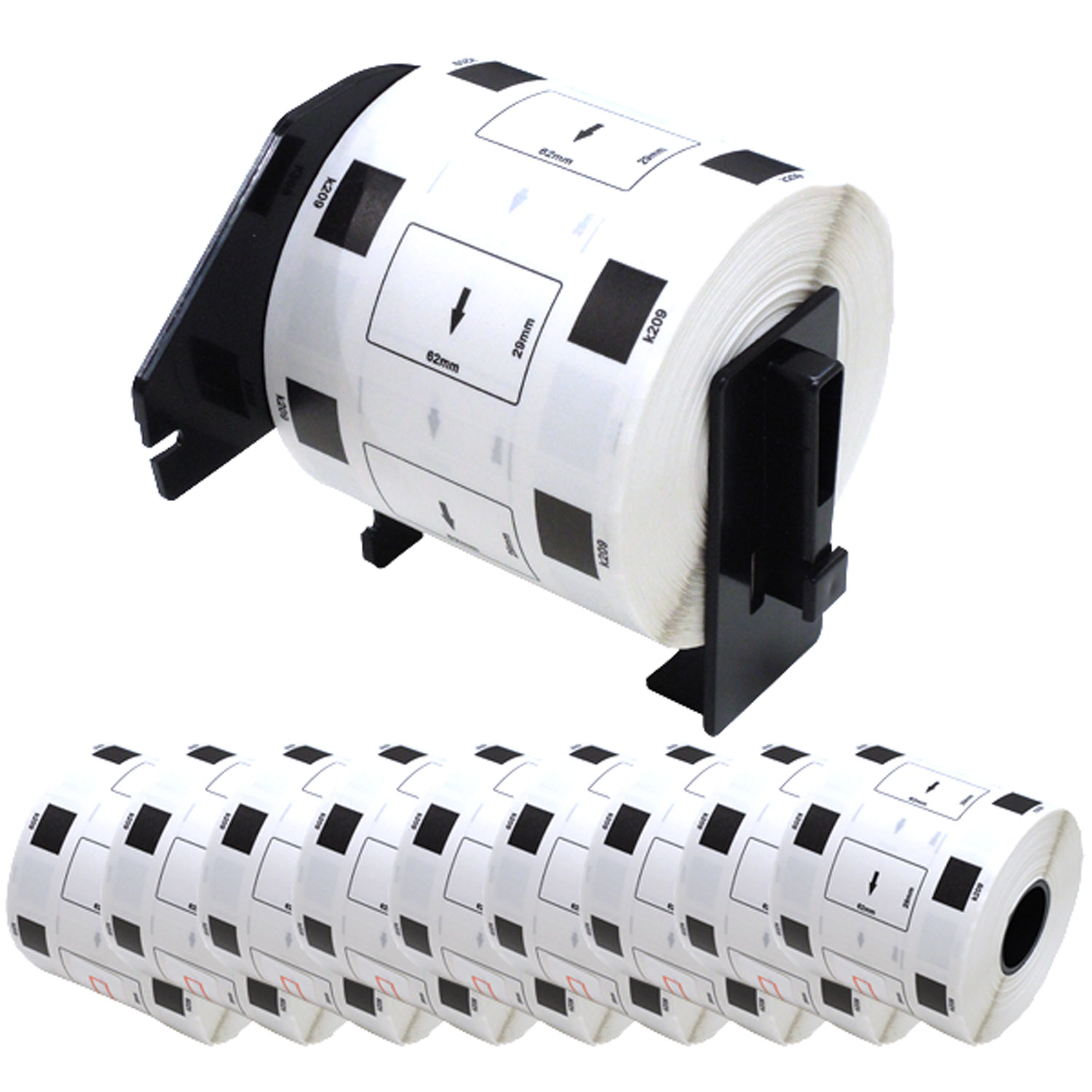 ブラザー用 ピータッチ DKプレカットラベル (感熱紙) DK-1209 互換品 宛名ラベル(小) 白 62mm×29mm 800枚入り 10個セット+ホルダー1個