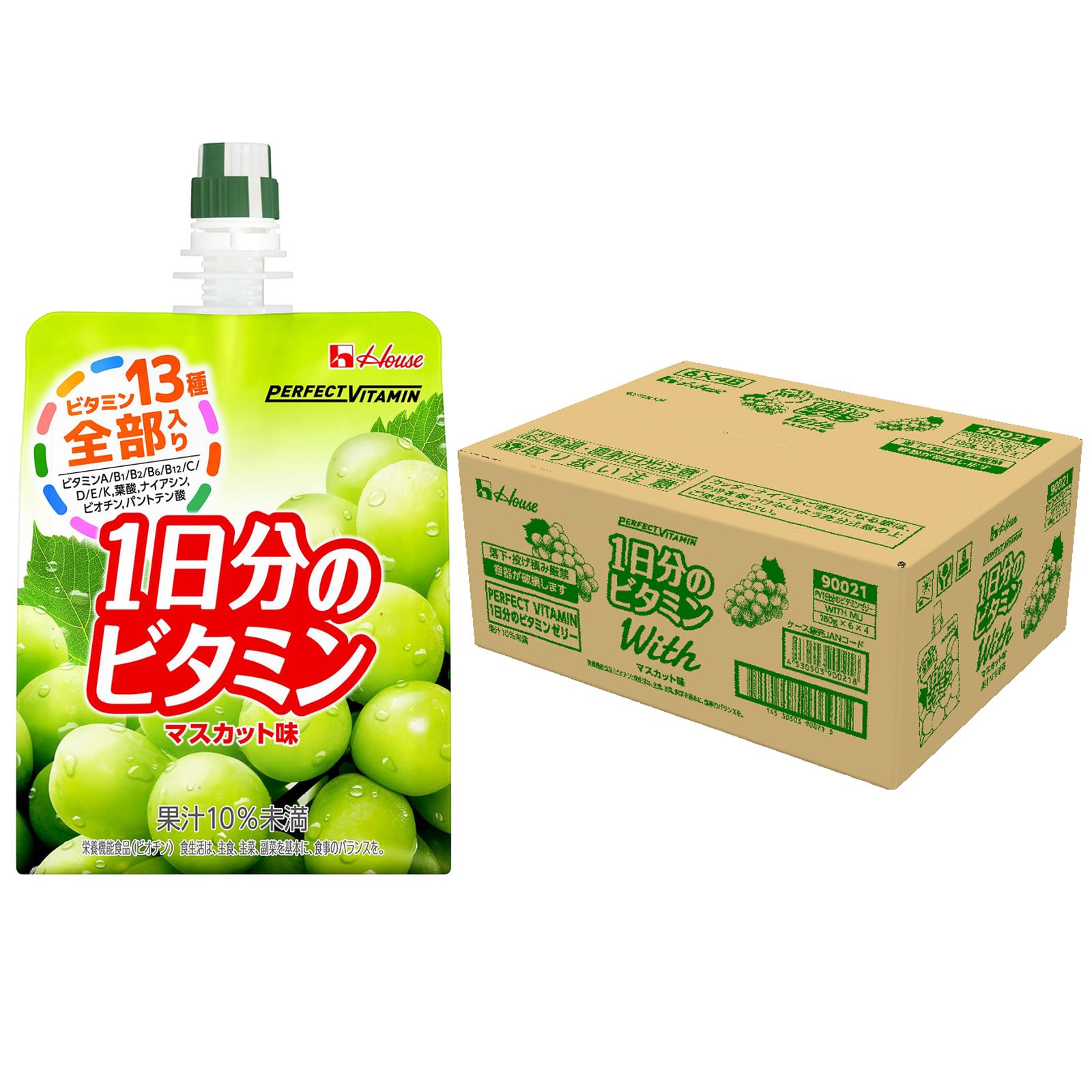【 限定】PERFECT VITAMIN 1日分のビタミンゼリー マスカット味 With 180g×24袋 ハウスウェルネスフーズ