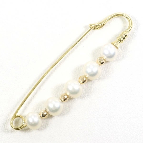 K18 18金 YG イエローゴールド ブローチ パール(真珠) ジュエリー 中古