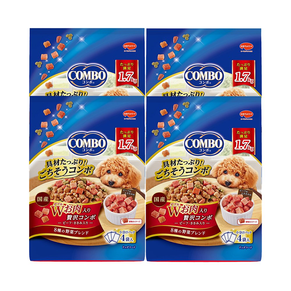ドッグフード　コンボ　ドッグ　Ｗお肉入り　１．７ｋｇ（４２５ｇX４袋）X４個　ＣＲＣ45―05―35―35―00