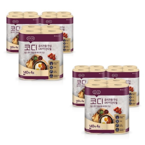 コーディネート食品専用安心UKP無漂白キッチンタオル140枚×4口6パック無蛍光キッチンタオル優れた吸収力キッチン用品