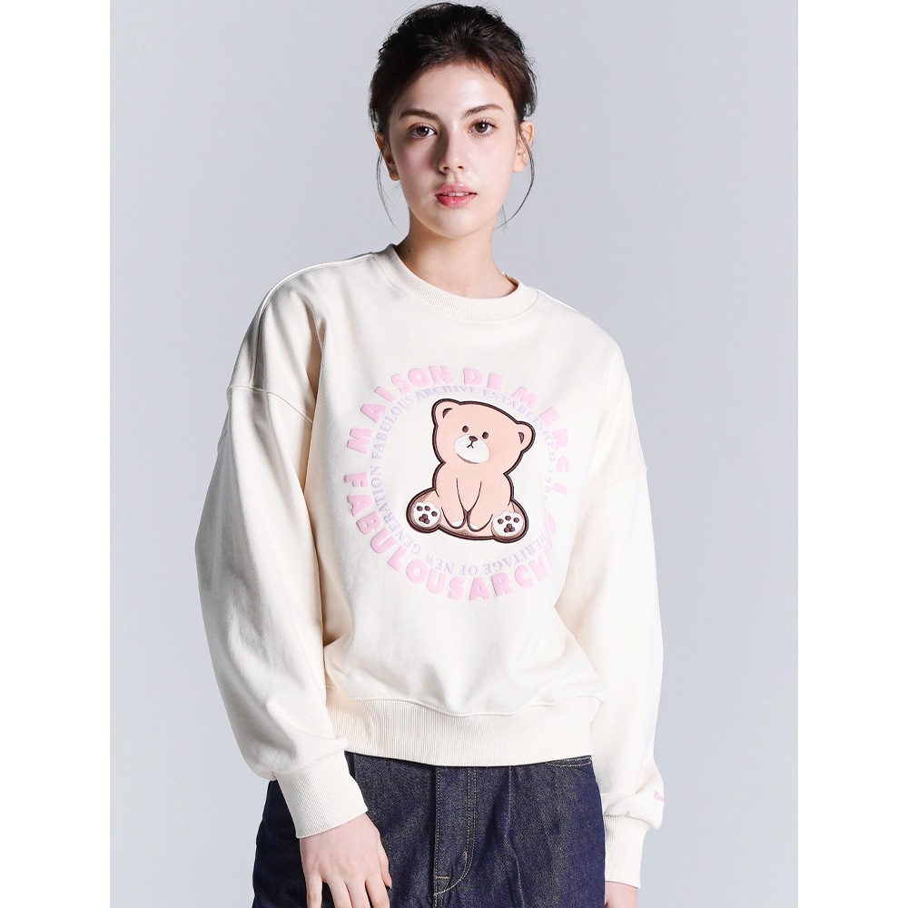 ファビュラスアーカイブレディースクロップリトルベアフレンズ 3D スウェットシャツ (FCD1TS202W)
