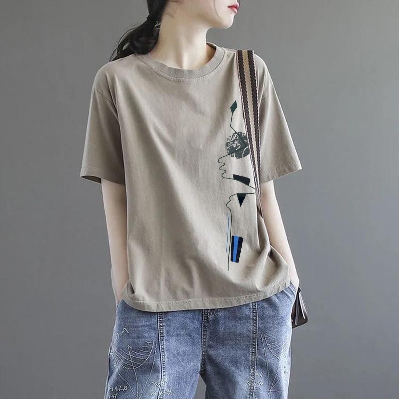 カジュアルTシャツ ゆったり夏トップス 大きいサイズシャツ マザーズトップス トップス Tシャツ シャツ プルオーバー 袖あり 半袖 5分袖 五分袖 Uネック ラウンドネック スリム ワイド Iライン