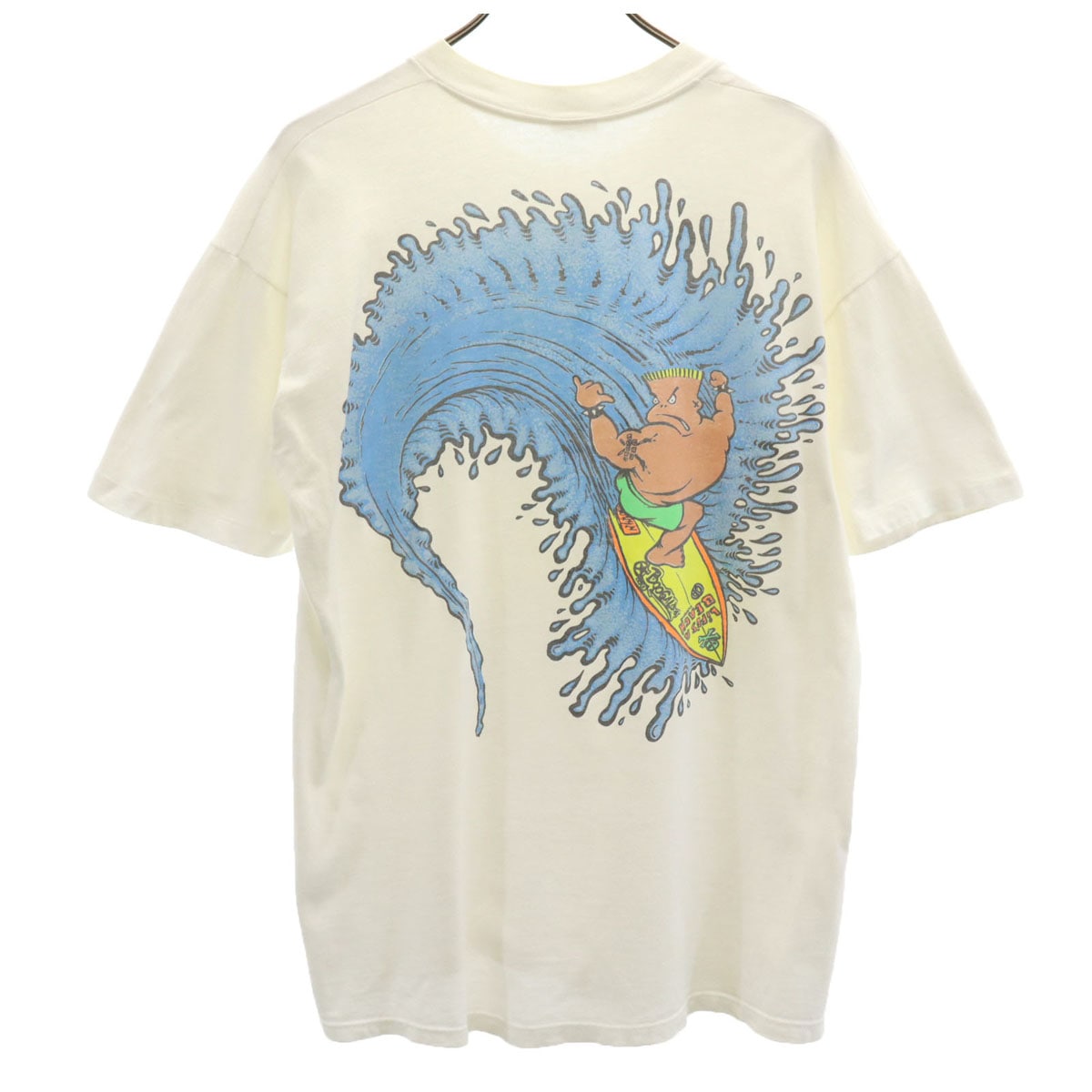 STEDMAN ステッドマン 90s オールド USA製 LIFES A BEACH バックプリント 半袖 サーフプリント Tシャツ L ホワイト シングルステッチ メンズ 古着