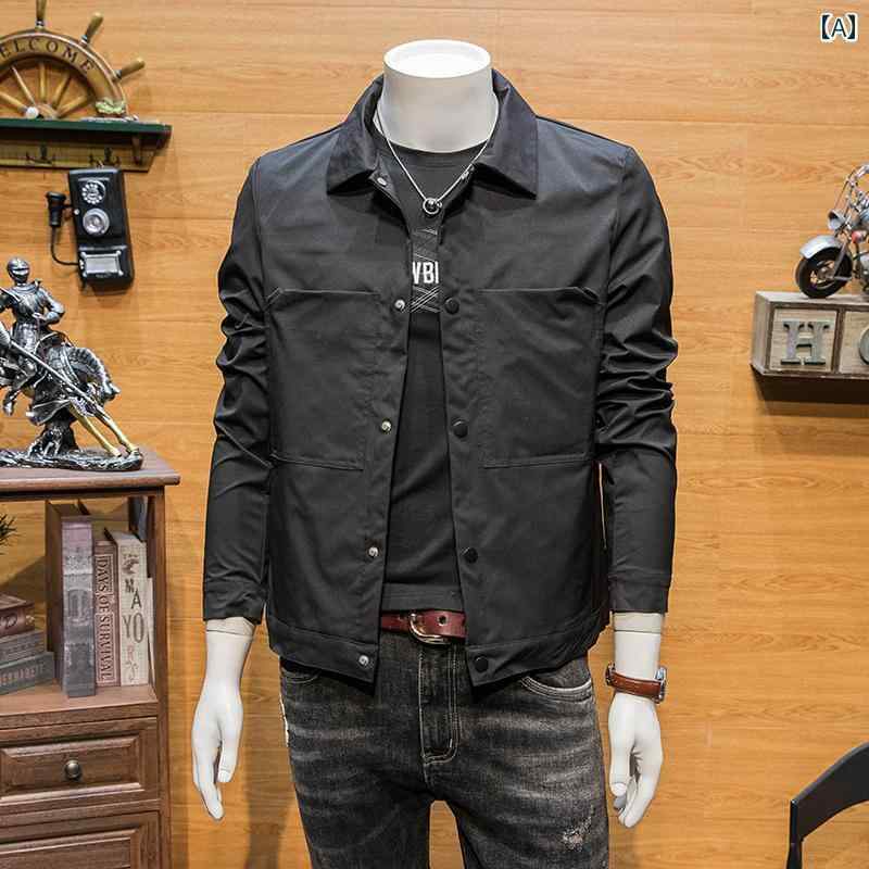 メンズ ファッション ジャケット 春秋 ショート 韓国 スリム カジュアル ジャケット 無地 薄手 涼しい トップス