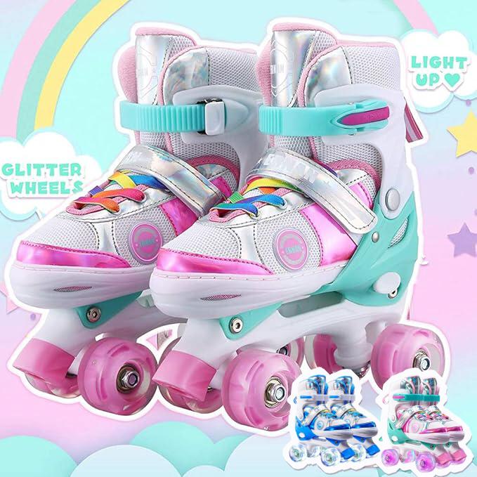 インラインスケート ローラースケート子供用 2サイズ 着脱/調節可能 女の子 男の子 キッズ 発光 安全 耐久 静音 ローラースケート 初心者向け 児童 ジュニア