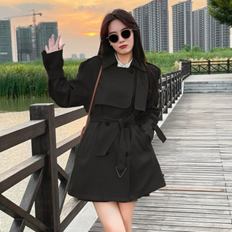 トレンチコート レディース アウター ショートコート ファッション 折り襟 長袖 ベルト付き スプリングコート カジュアル おしゃれ コート 着痩せ ジャケットコート 無地 大きいサイズ コート トッ