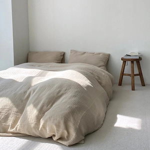 現品/優良商品韓国 布団カバーins風新型無地ベッド4点セット水洗綿裸寝純色布団カバーシーツ3点セットベッド用品