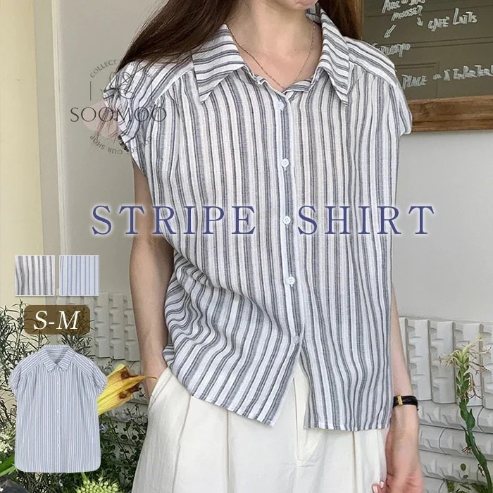 【20点セット】ストライプ 半袖シャツ レディース シャツ 夏 綿麻 トップス シャツブラウス ストライプシャツ 半袖トップス 半薄 ゆったり トレンド きれいめ オフィスカジュアル こなれ感 涼しい
