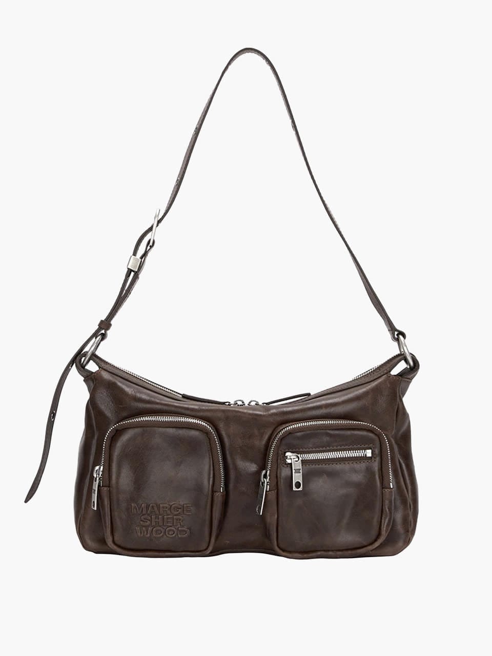 【MARGESHERWOOD】 OUTPOCKET HOBO : WASHED BROWN PULL-UP