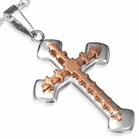 ダブルクロスステンレスペンダントトップ 十字架 ロザリオ ピンクゴールド 首飾り アクセサリー サージカルステンレス316L ネックレス パーツ 男性 女性 プレゼント stt00-00-0538 8,228円