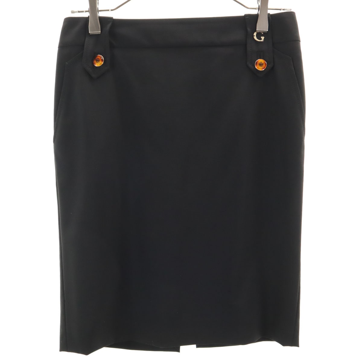 イタリア製 ミディ丈 タイトスカート 38 ブラック レディース 古着
