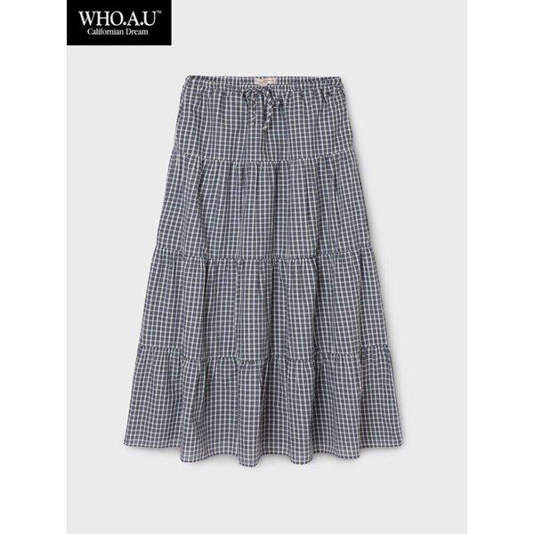 W.H.O Check Long Tiered Skirt(NAVY)-WHWHG2441F_IC